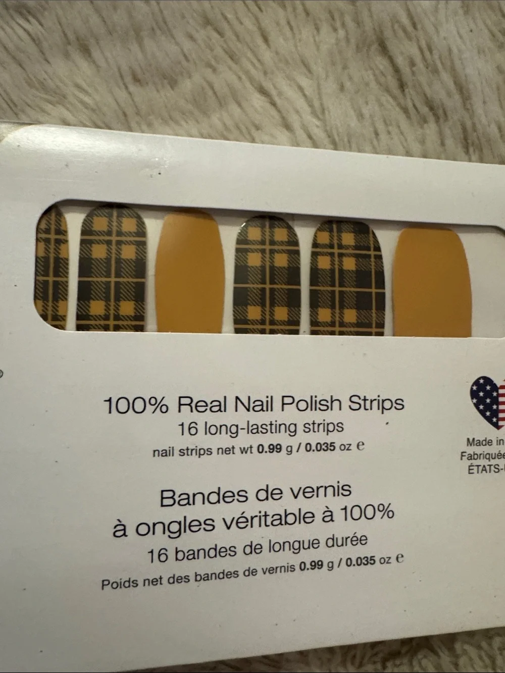 NWT Unopened Color Street Golden Mustard Plaid & Solid Nail Strips Dark Academia